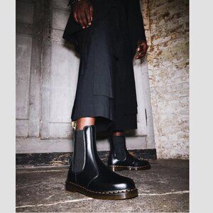 Dr Martens 2976 Hi Smooth Leather Chelsea Boots Black Tall Docs Women's 8